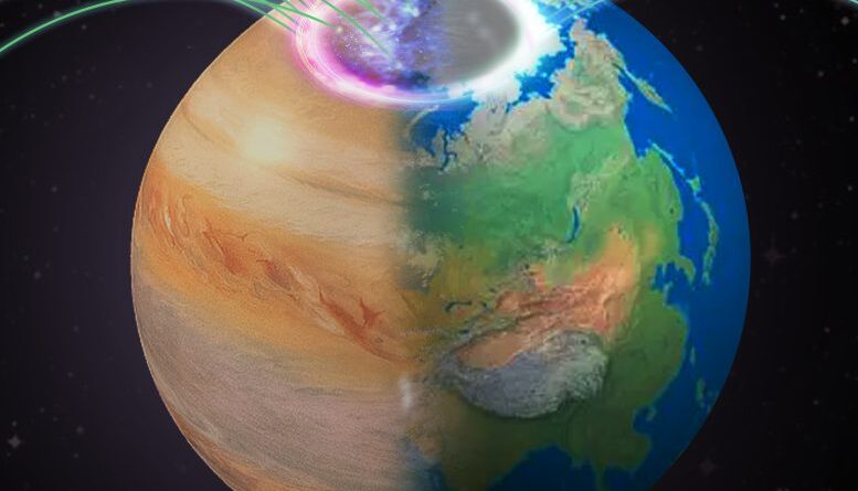Aurora contrast between Earth and Jupiter